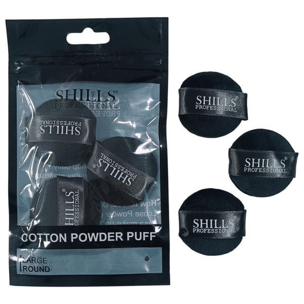 Shills Professional 3pc Mini Round Powder Puff Black